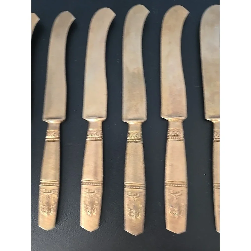 VTG James Quality Jewelers Bangkok Thailand Nickel‎ Bronze Flatware 20pc Set